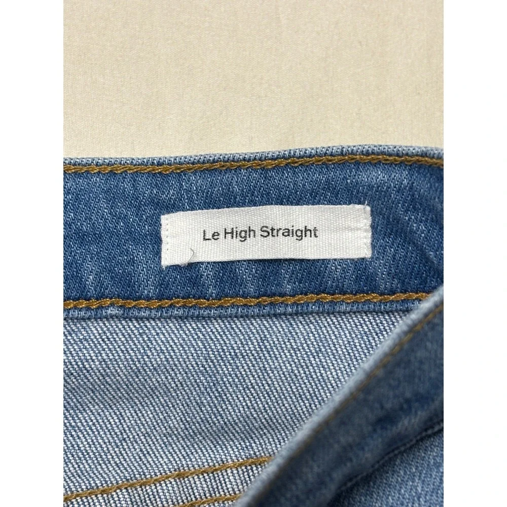 Frame Denim Le High Straight Jeans Opus Blue Raw Hem LHSTRB969 Womens Size 26X26